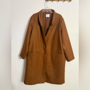 Old Navy Brushed Wool Blend Rust Caramel Brown Long Line Coat XXL